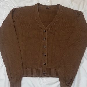 john galt brown button front cardigan